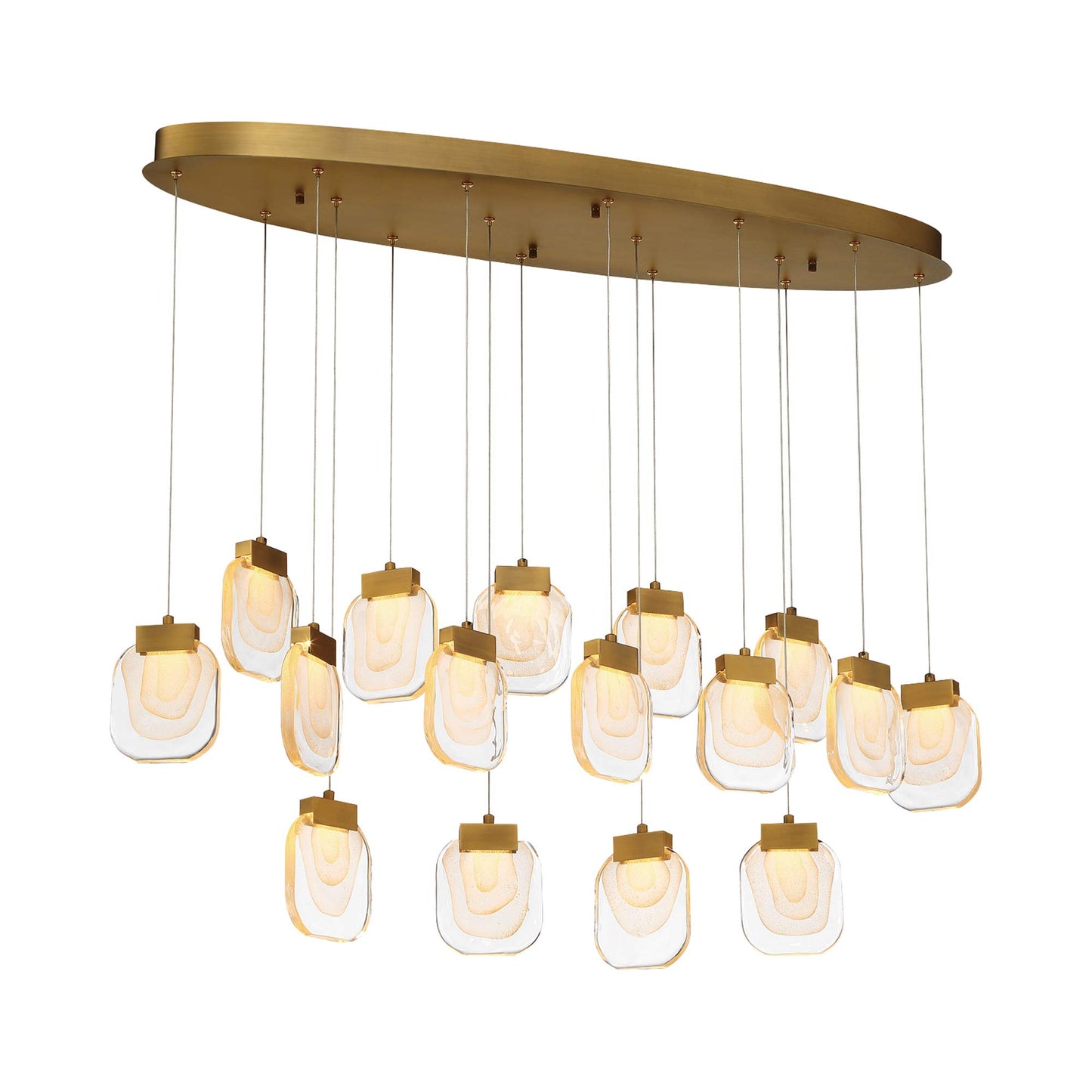 Paget LED Linear Chandelier in Matte Gold.
