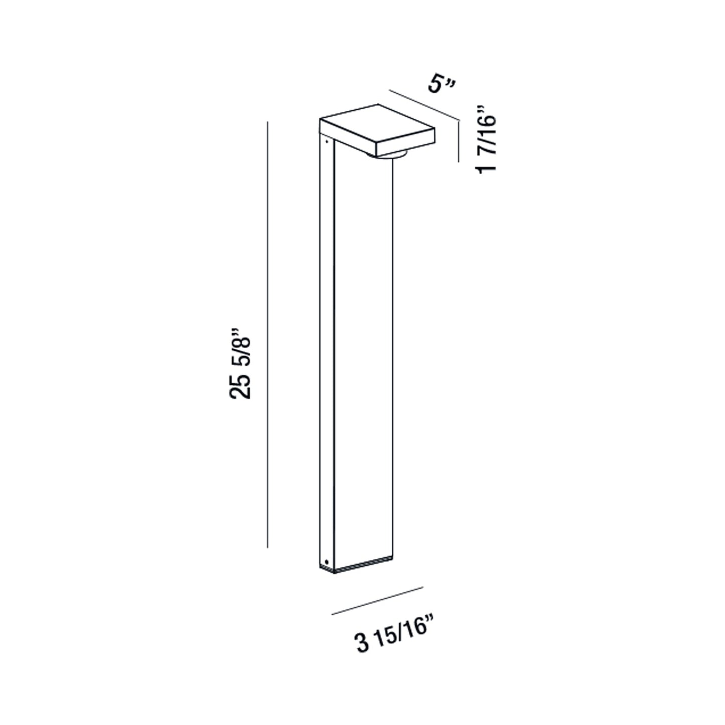 Pallito Outdoor LED Path Light - line drawing.