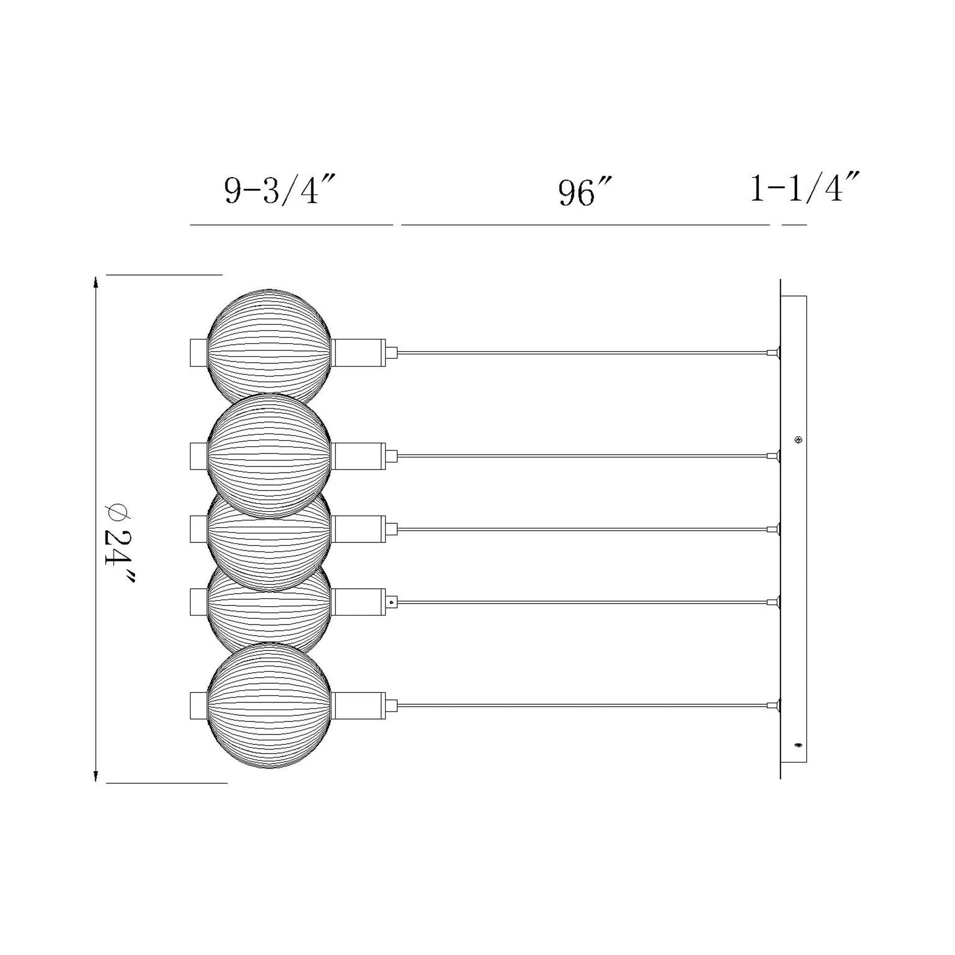Palmas LED Chandelier - line drawing.