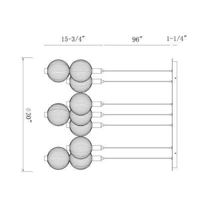 Palmas LED Chandelier - line drawing.