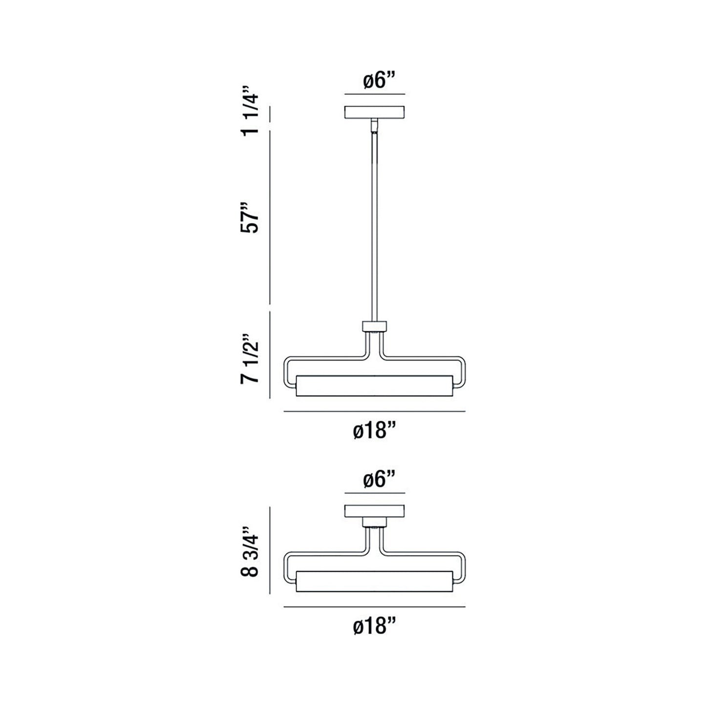 Pemberton LED Pendant Light - line drawing.