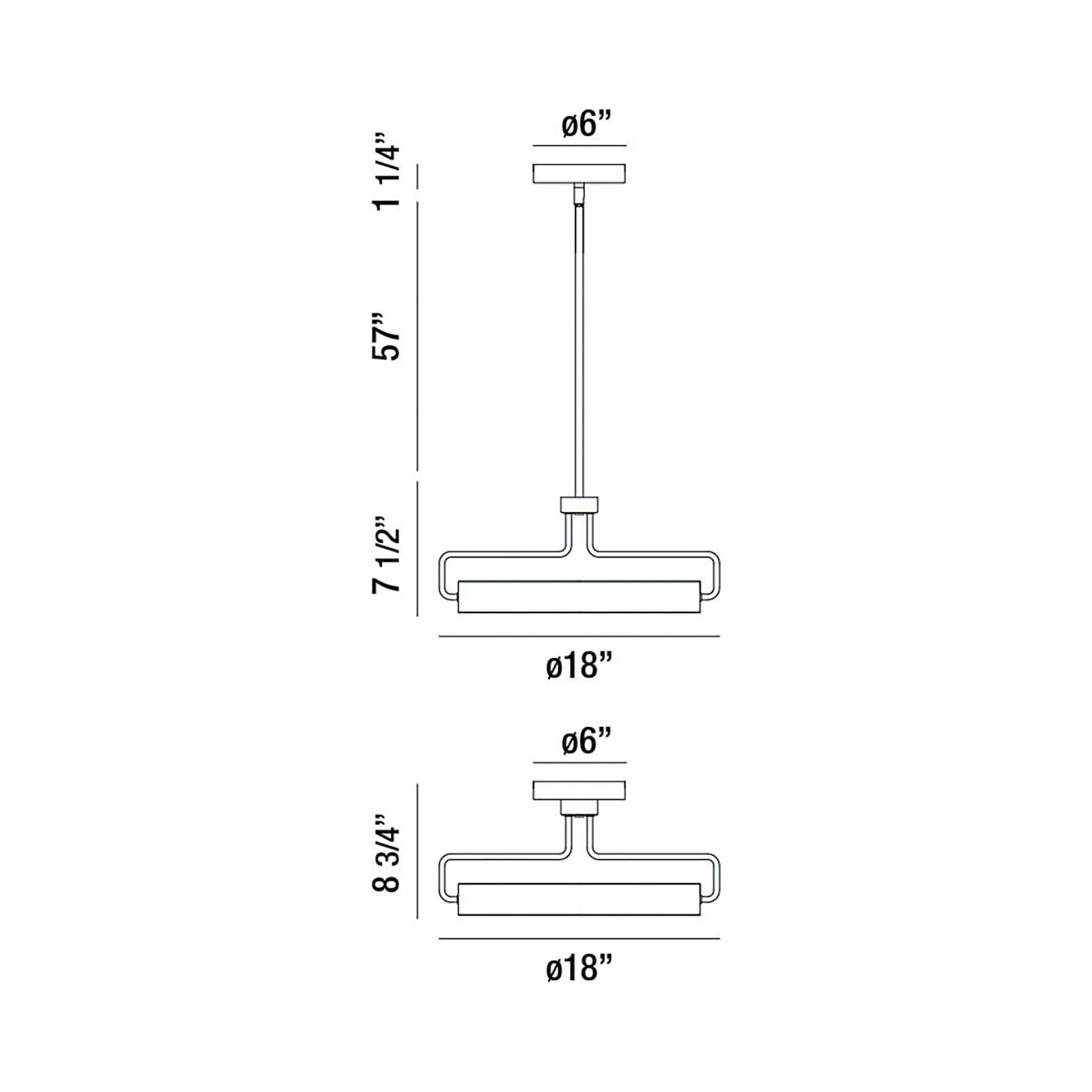 Pemberton LED Pendant Light - line drawing.