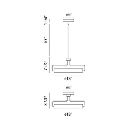 Pemberton LED Pendant Light - line drawing.