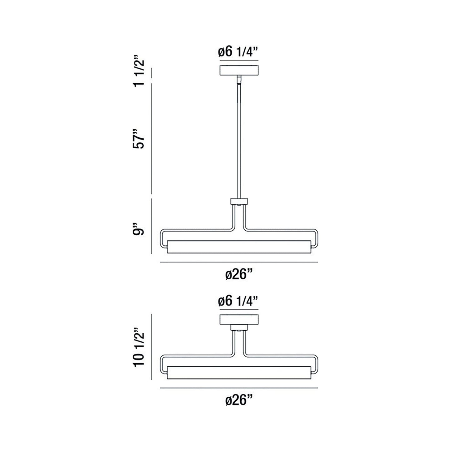 Pemberton LED Pendant Light - line drawing.
