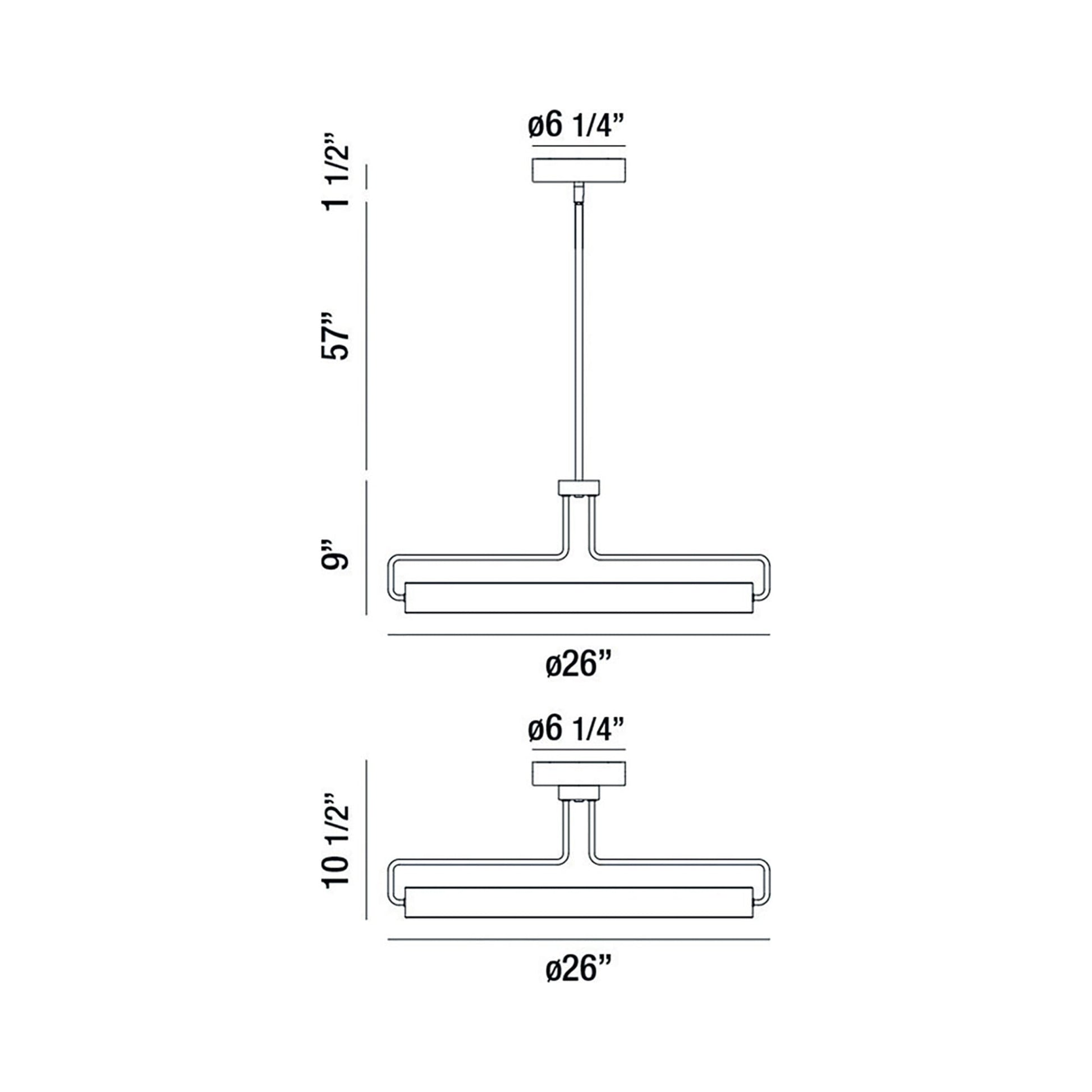 Pemberton LED Pendant Light - line drawing.