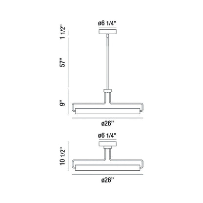 Pemberton LED Pendant Light - line drawing.