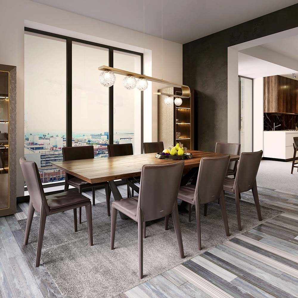 Phillimore LED Linear Pendant Light in dining room.