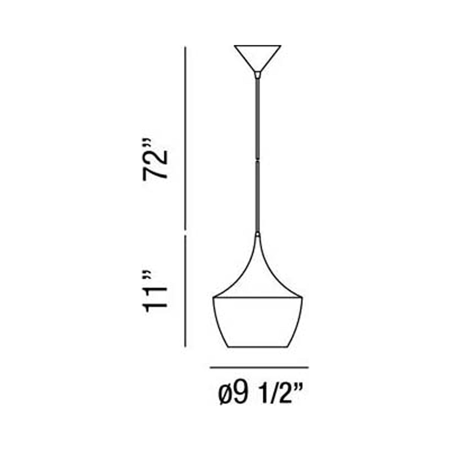 Piquito Pendant Light - line drawing.