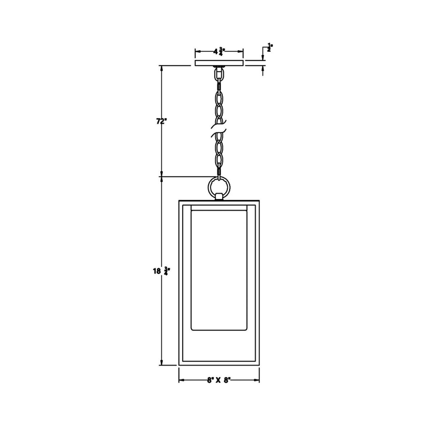 Ren Outdoor Pendant Light - line drawing.