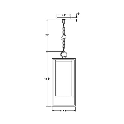 Ren Outdoor Pendant Light - line drawing.