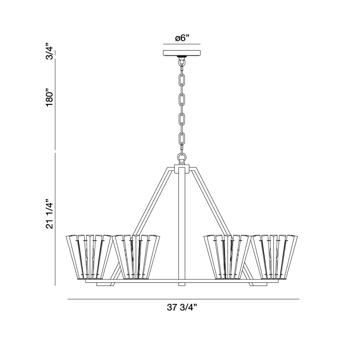 Ricca Chandelier - line drawing.