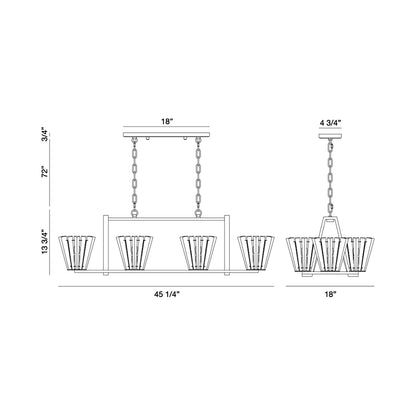 Ricca Linear Chandelier - line drawing.