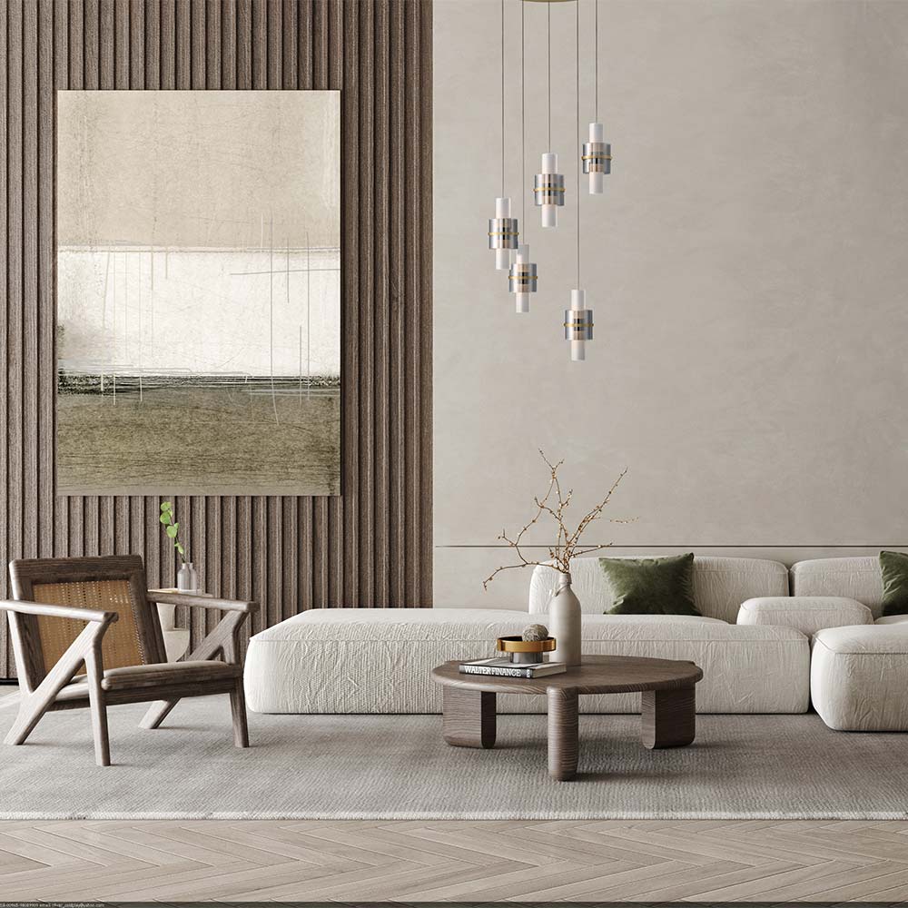 Rola LED Linear Pendant Light in living room.