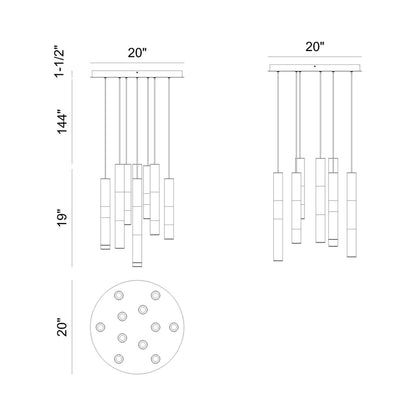 Ronda LED Chandelier - line drawing.