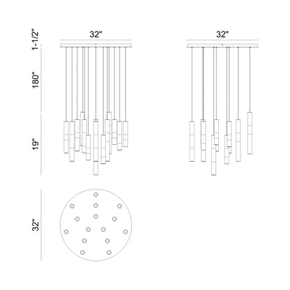 Ronda LED Chandelier - line drawing.