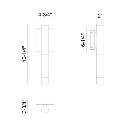 Ronda LED Wall Light - line drawing.