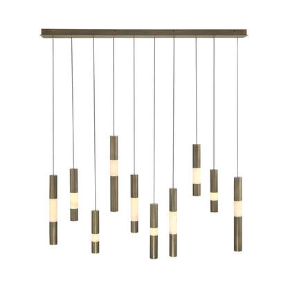 Ronda Linear LED Chandelier in Weathered Brass.