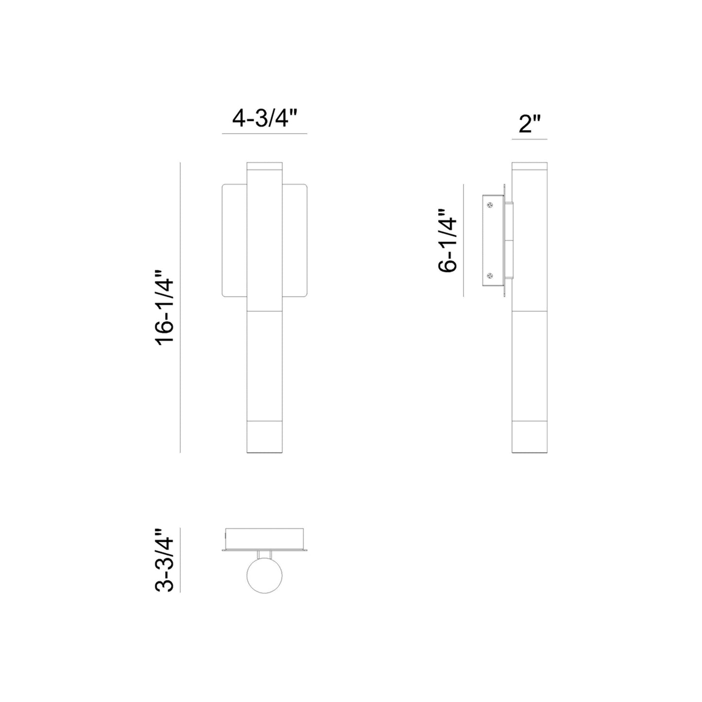 Ronda Outdoor LED Wall Light - line drawing.