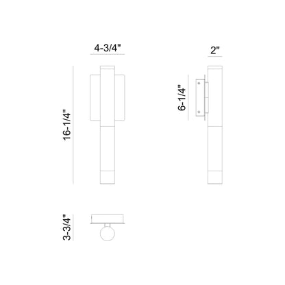 Ronda Outdoor LED Wall Light - line drawing.