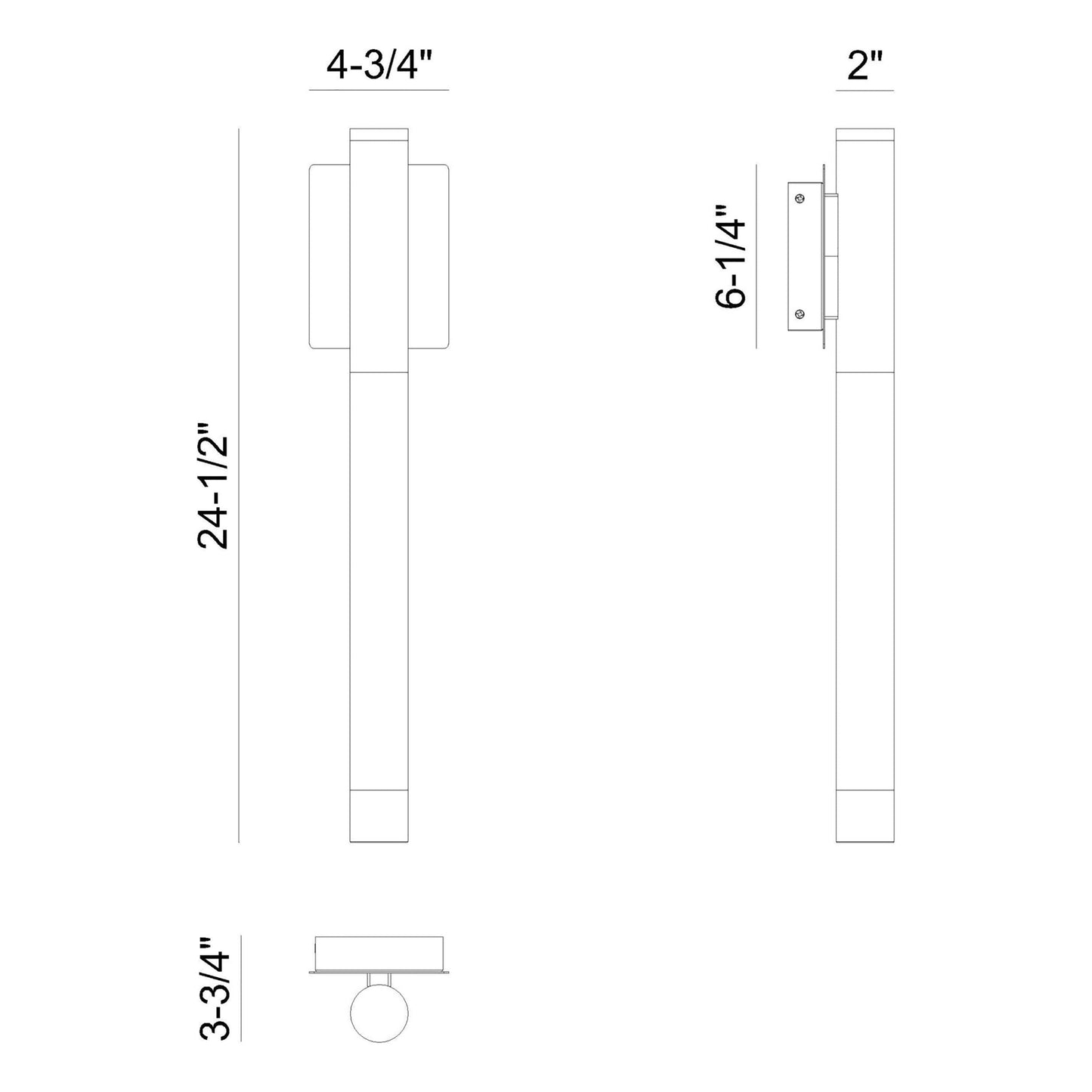Ronda Outdoor LED Wall Light - line drawing.