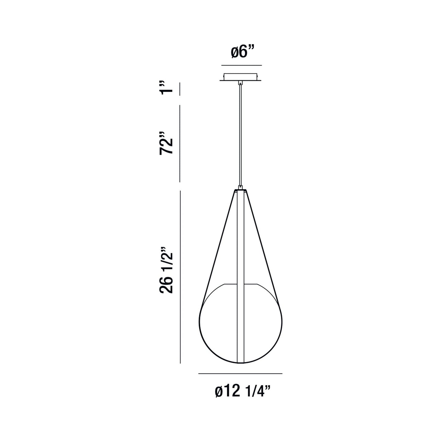 Rosemount Pendant Light - line drawing.