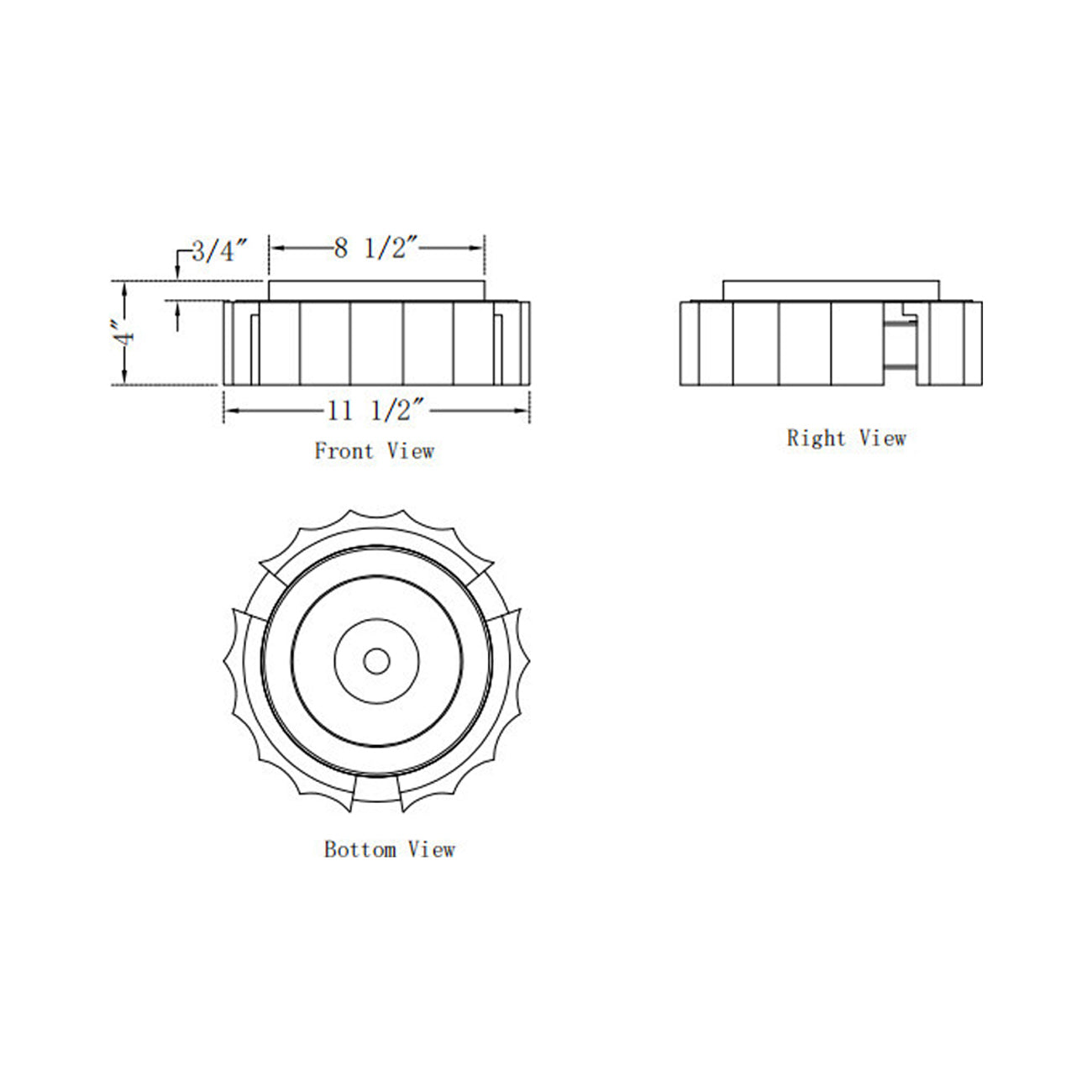 Roslington LED Flush Mount Ceiling Light - line drawing.