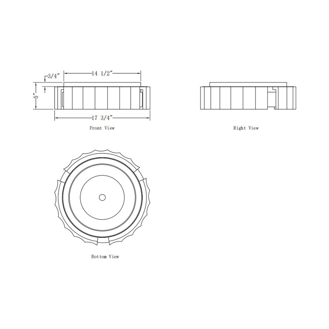 Roslington LED Flush Mount Ceiling Light - line drawing.