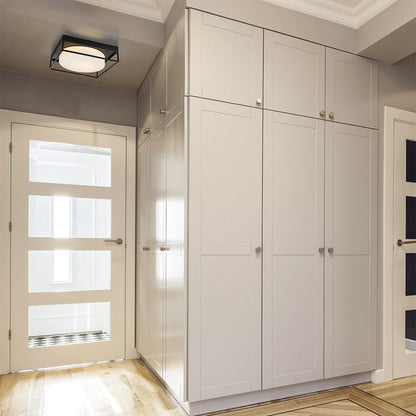 Rover LED Flush Mount Ceiling Light in hallway.