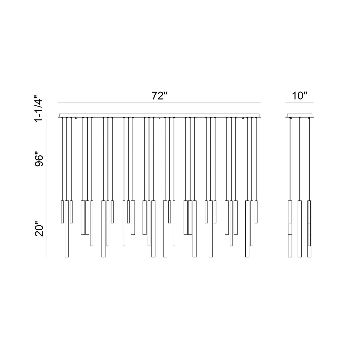Santana LED Chandelier - line drawing.