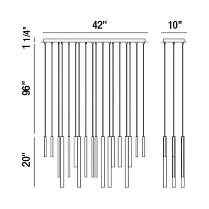 Santana LED Chandelier - line drawing.