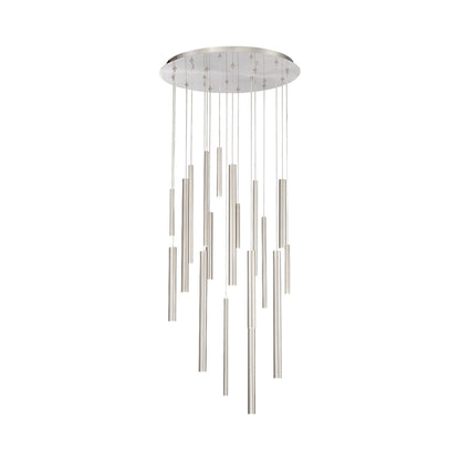Santana LED Multi Light Chandelier in Satin Nickel.