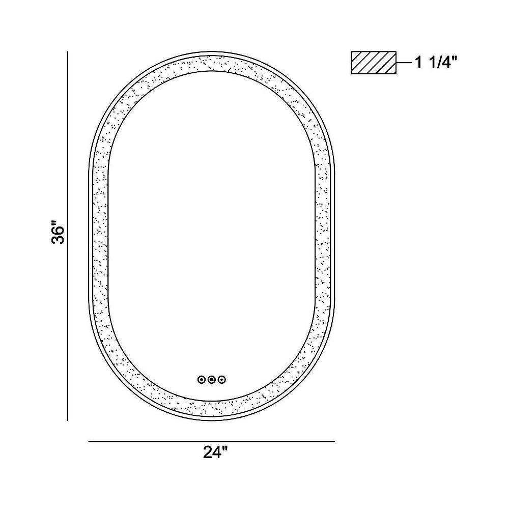 Sara LED Wall Mirror - line drawing.