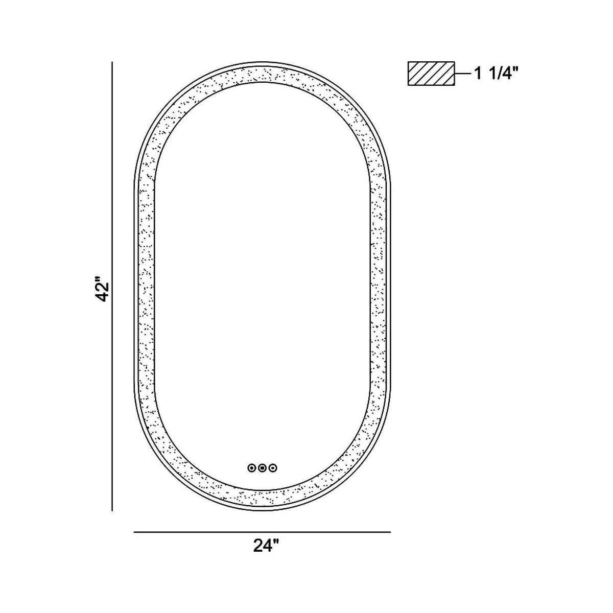 Sara LED Wall Mirror - line drawing.