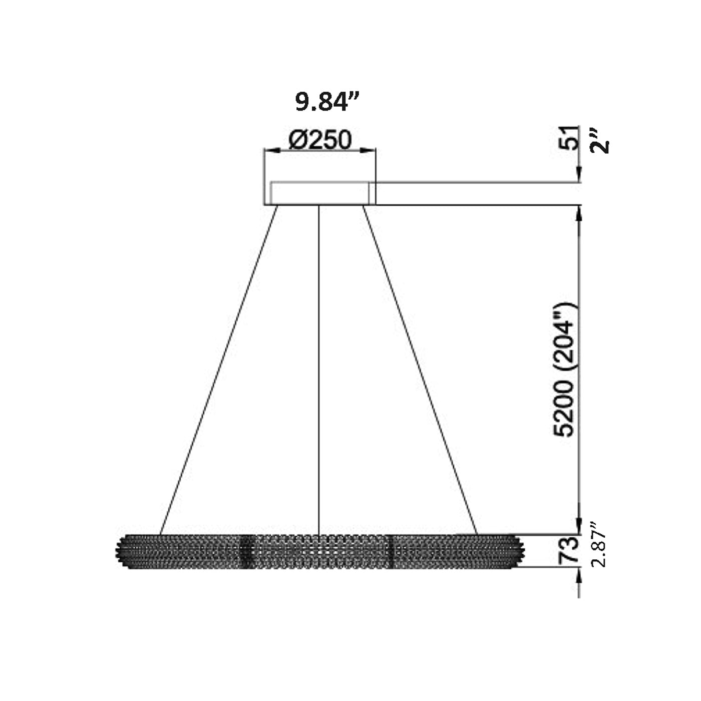 Sassi LED Chandelier - line drawing.