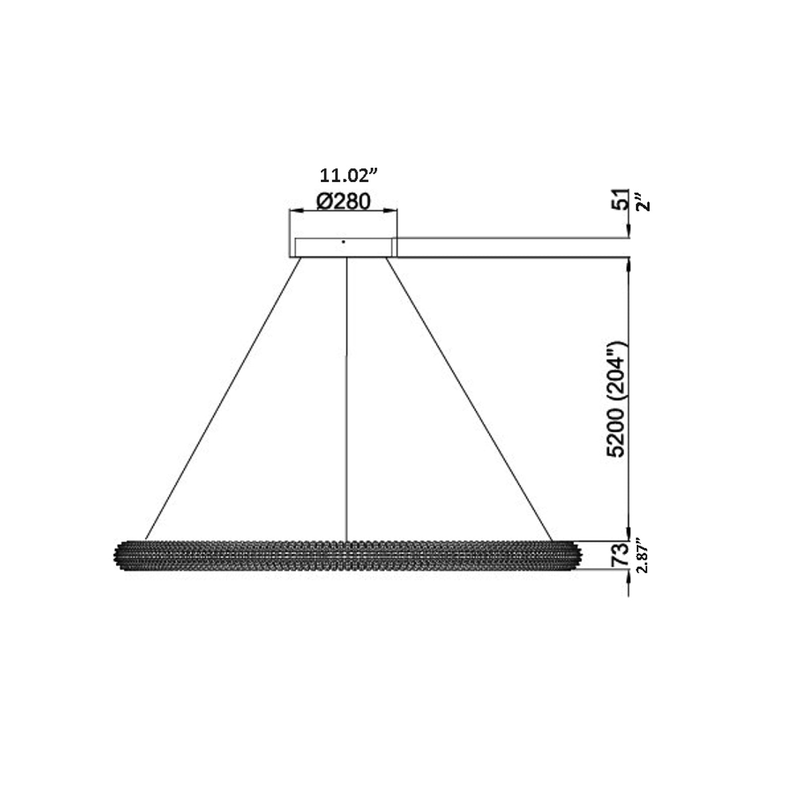 Sassi LED Chandelier - line drawing.