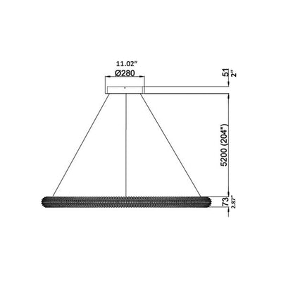Sassi LED Chandelier - line drawing.