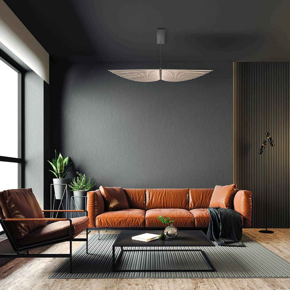 Seraph LED Linear Pendant Light in living room.