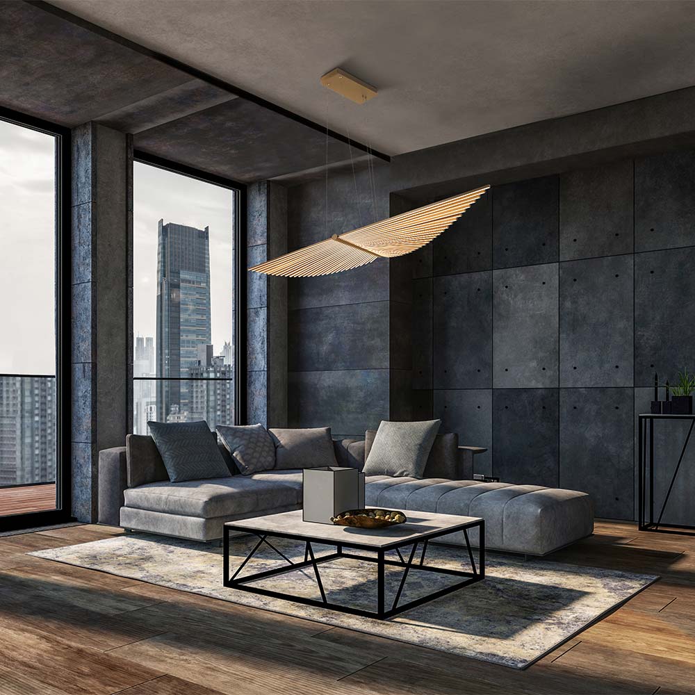 Seraph LED Linear Pendant Light in living room.