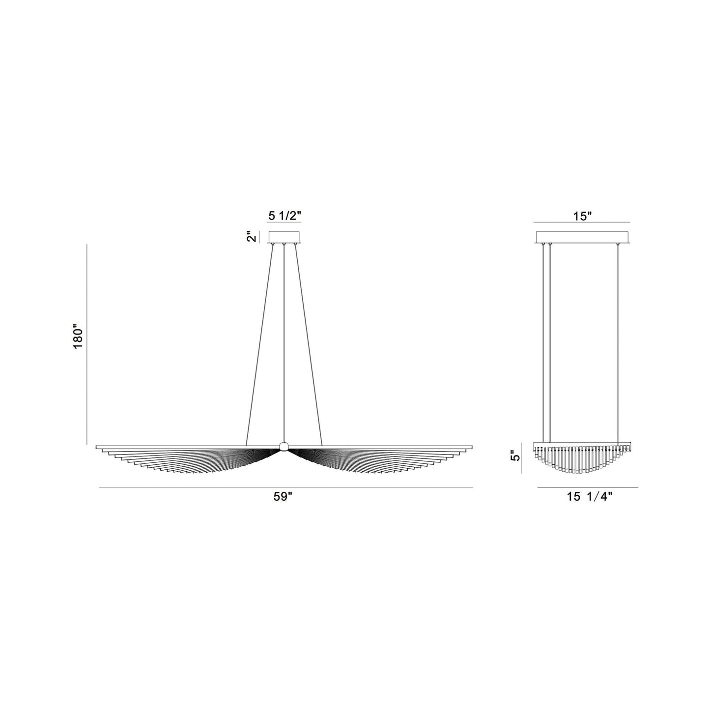 Seraph LED Linear Pendant Light - line drawing.