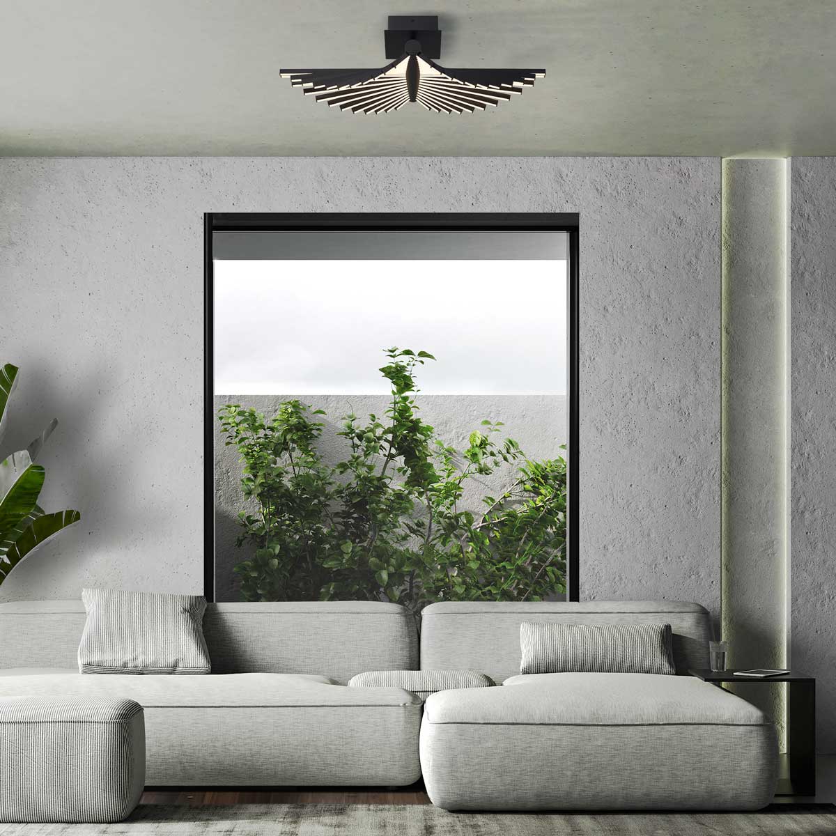 Seraph LED Semi Flush Mount Ceiling Light in living room.