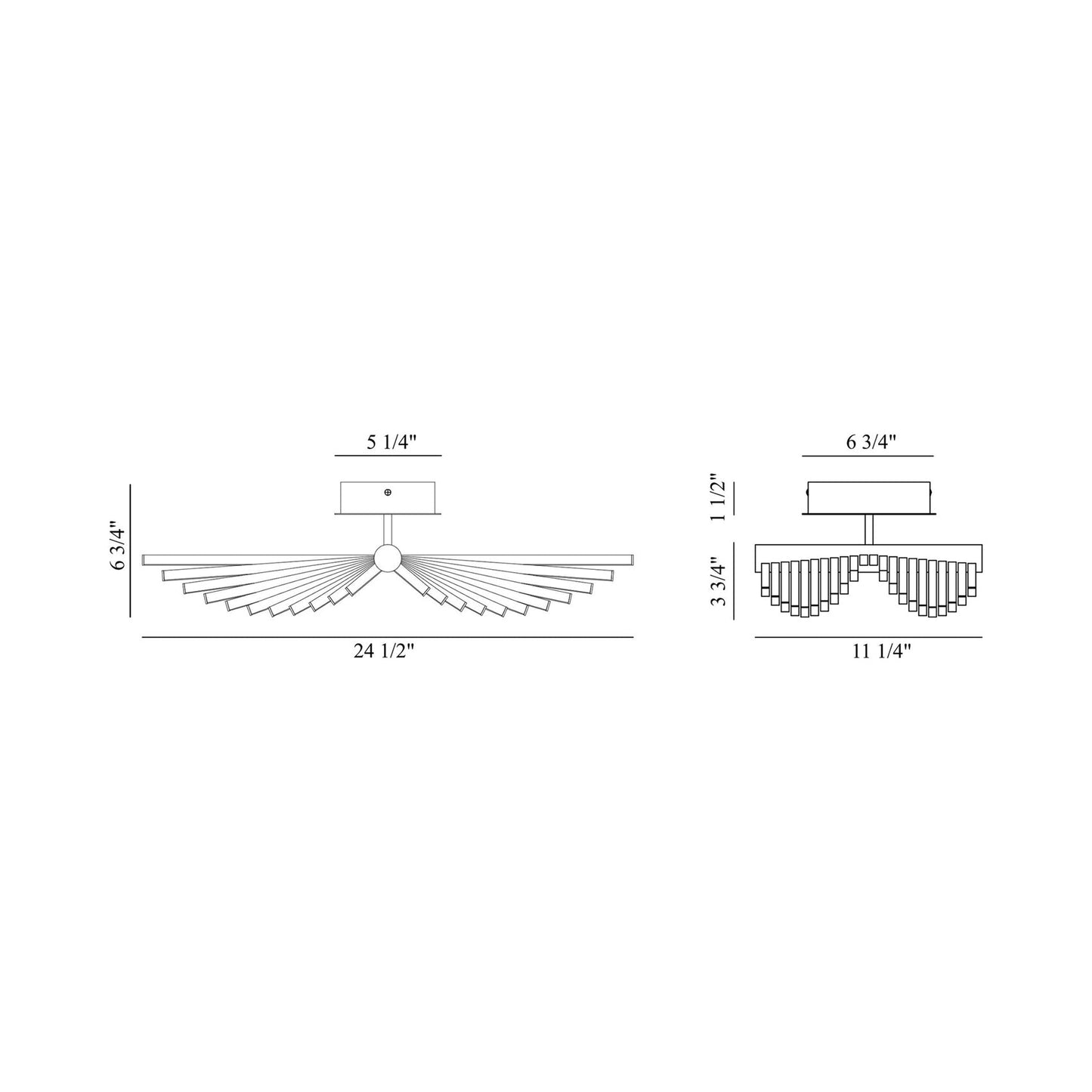 Seraph LED Semi Flush Mount Ceiling Light - line drawing.
