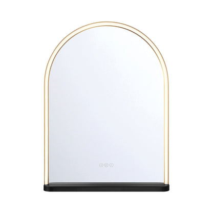 Serin LED Wall Mirror in Gold/Black (32-Inch).