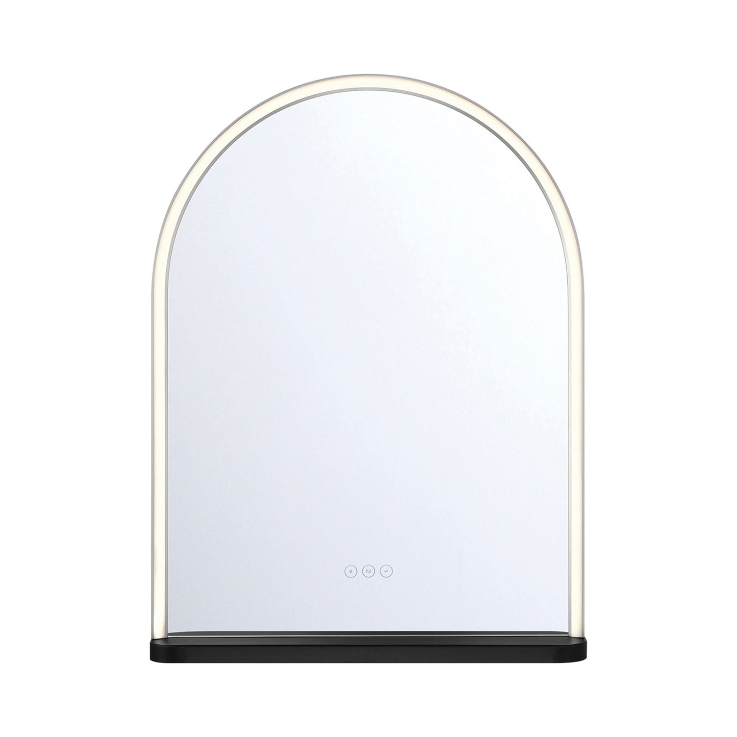 Serin LED Wall Mirror in Satin Nickel/Black (32-Inch).