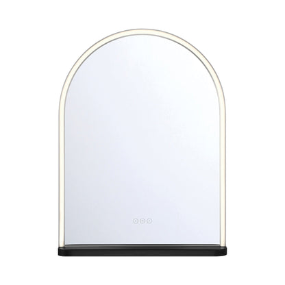Serin LED Wall Mirror in Satin Nickel/Black (32-Inch).