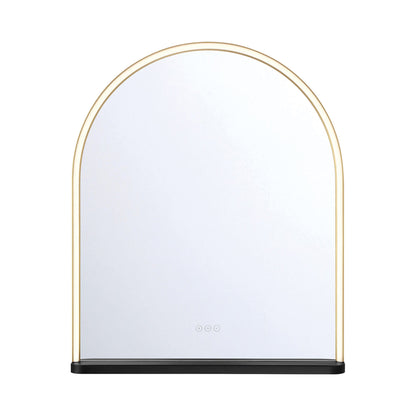 Serin LED Wall Mirror in Gold/Black (36-Inch).