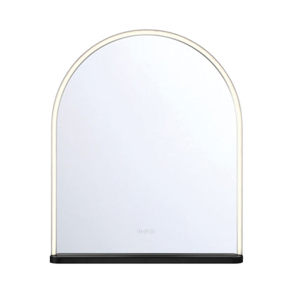 Serin LED Wall Mirror in Satin Nickel/Black (36-Inch).