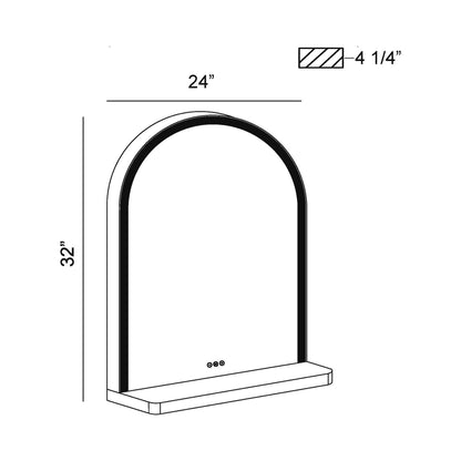 Serin LED Wall Mirror - line drawing.