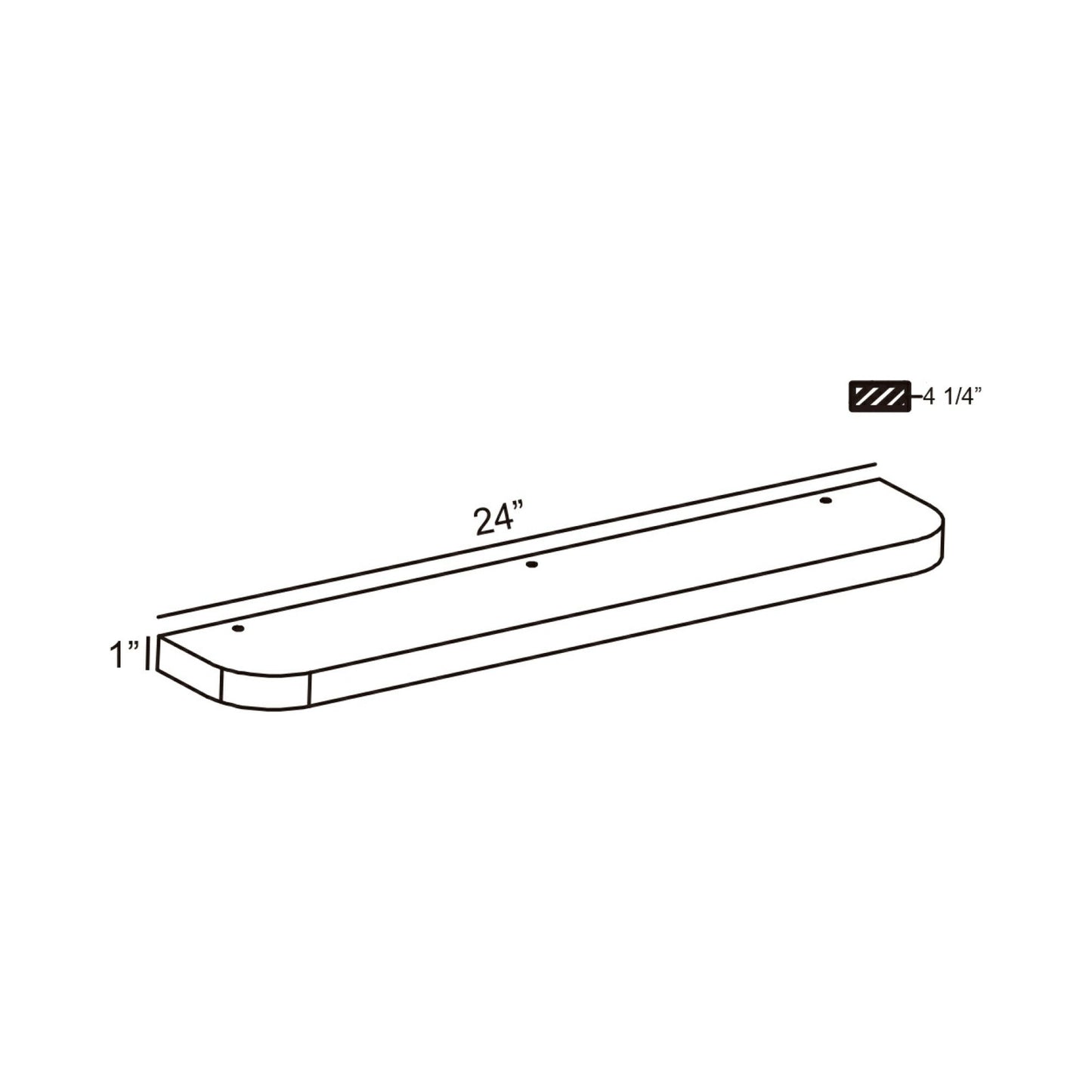 Serin Wall Mirror Shelf - line drawing.