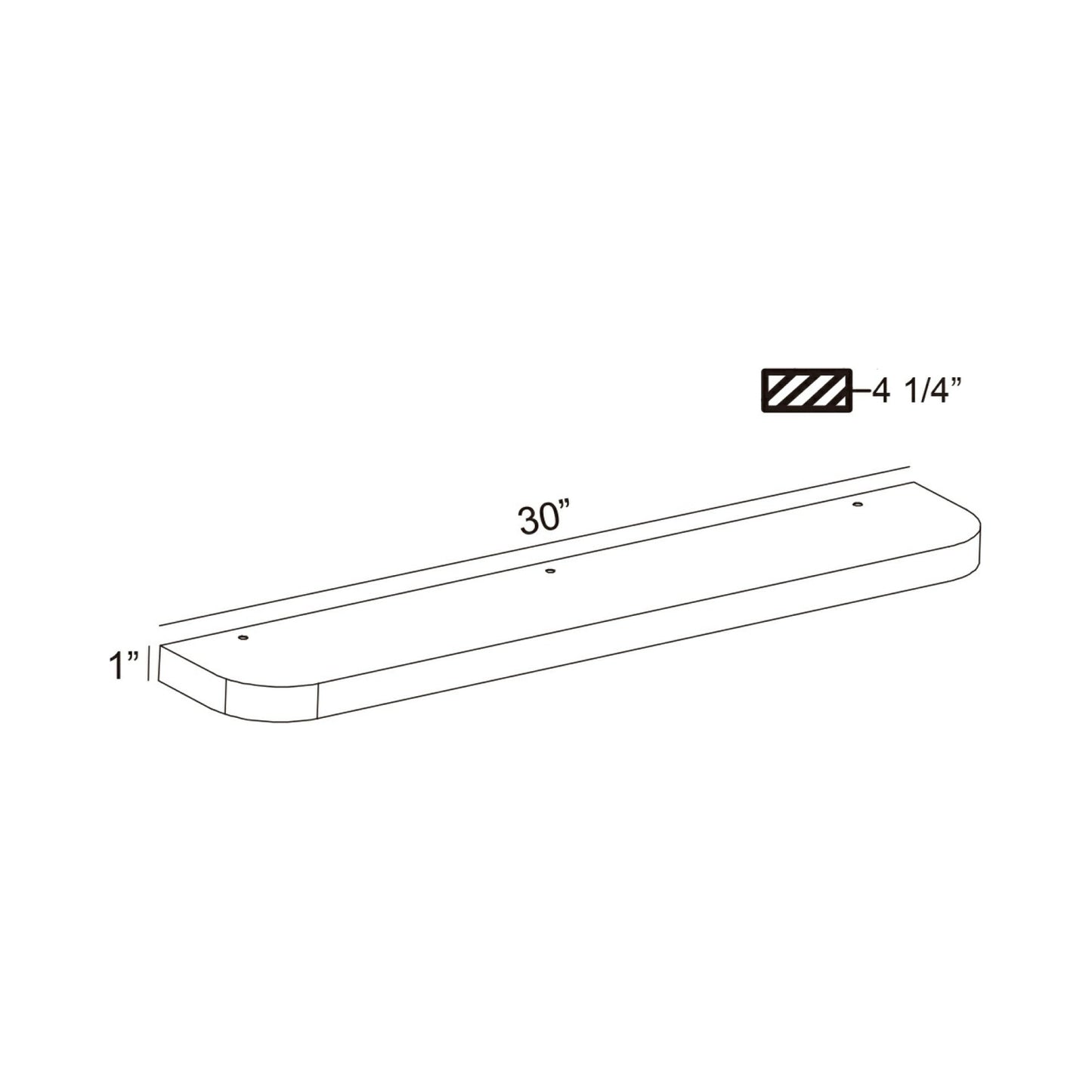 Serin Wall Mirror Shelf - line drawing.