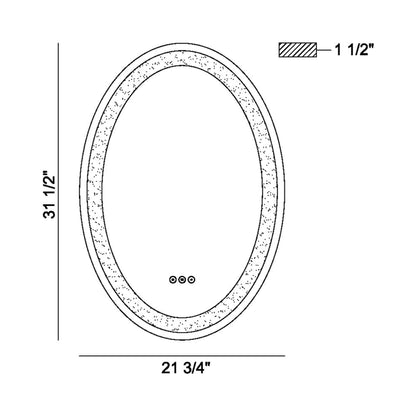 Silvana Oval LED Wall Mirror - line drawing.